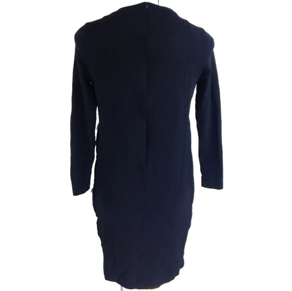 Akris Black and White Mesh Panel Long Sleeve Wool Dress - Picture 4 of 6